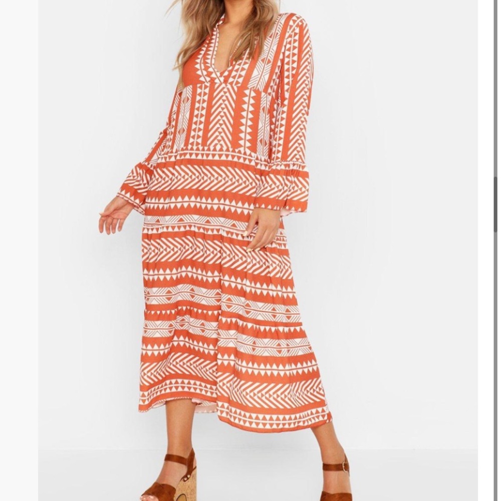 Boho burnt orange dress